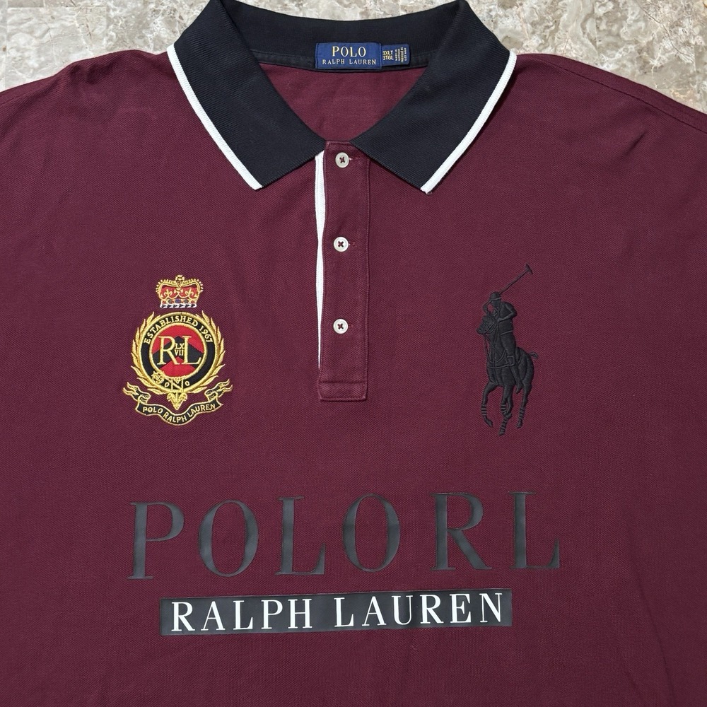 Polo Ralph Lauren Shirt Mens 3XLT 3XL Tall Big Pony Crest Pique Mesh Ringer